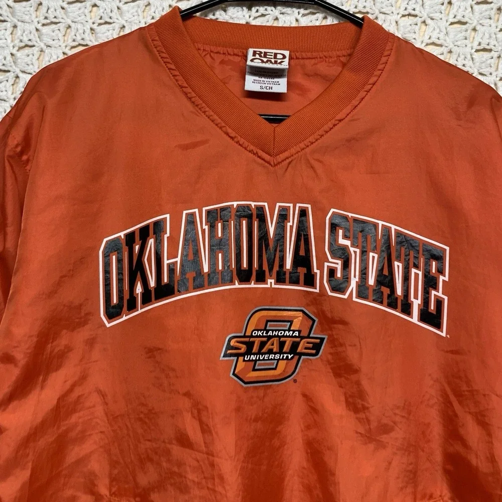 Red Oak Oklahoma State‎ University Jacket Men's Small Long Sleeve V-Neck Poly